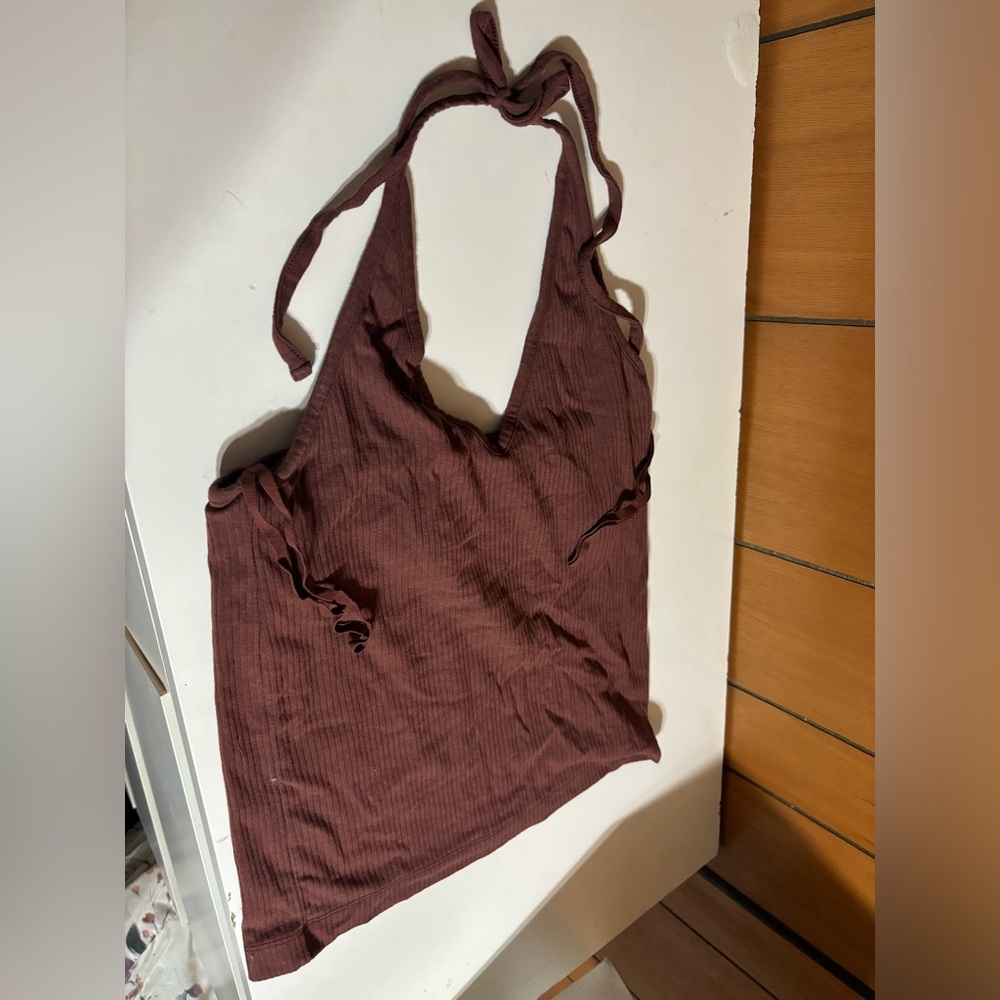 Large Old Navy Ribbed Brown Halter Tank